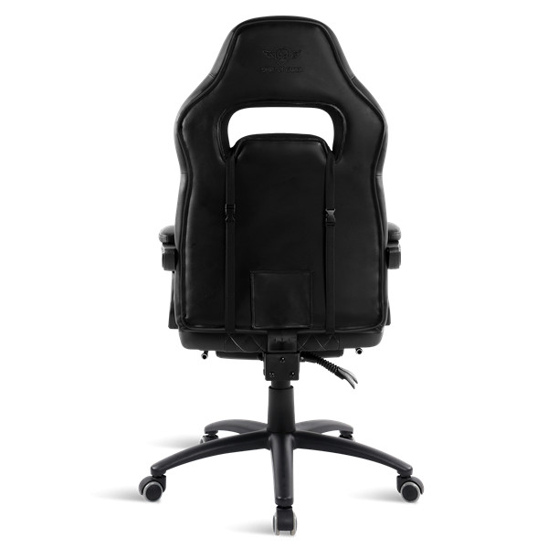 Spirit of gamer szék - mustang black (állítható dőlés/magasság; kihajtható lábtartó; max.120kg-ig, fekete)