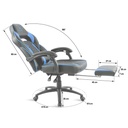 Spirit of gamer szék - mustang blue (állítható dőlés/magasság; kihajtható lábtartó; max.120kg-ig, kék)
