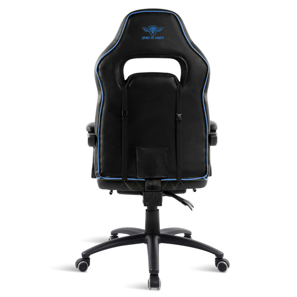 Spirit of gamer szék - mustang blue (állítható dőlés/magasság; kihajtható lábtartó; max.120kg-ig, kék)