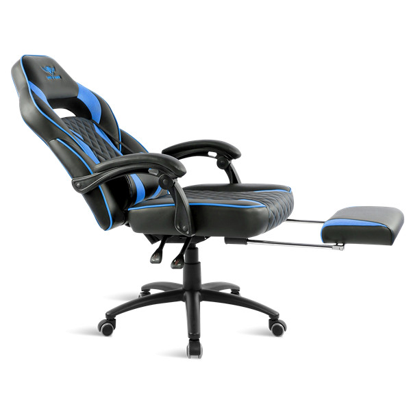 Spirit of gamer szék - mustang blue (állítható dőlés/magasság; kihajtható lábtartó; max.120kg-ig, kék)