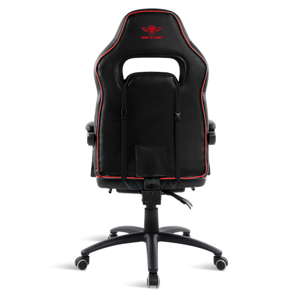 Spirit of gamer szék - mustang red (állítható dőlés/magasság; kihajtható lábtartó; max.120kg-ig, piros)