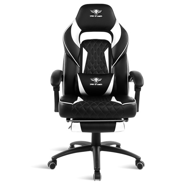 Spirit of gamer szék - mustang white (állítható dőlés/magasság; kihajtható lábtartó; max.120kg-ig, fehér)