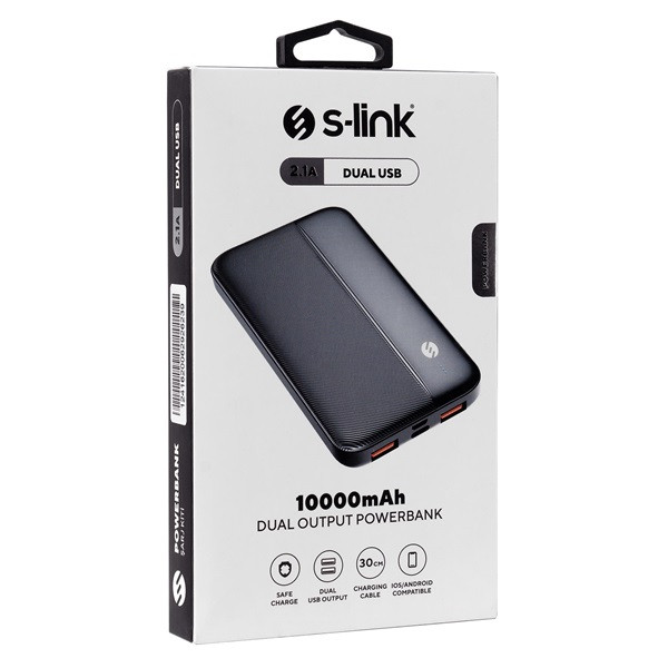 S-link powerbank - ip-g10n 10000mah (2xusb, micro usb, type-c, led, fekete)