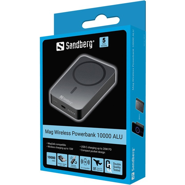 Sandberg akkubank - mag wireless powerbank 10000 alu