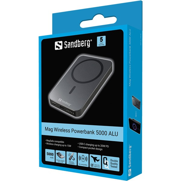 Sandberg akkubank - mag wireless powerbank 5000 alu