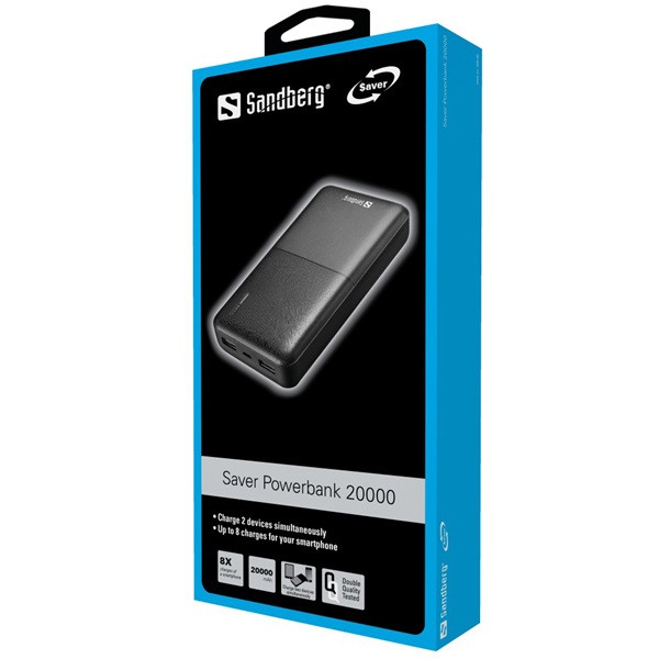 Sandberg akkubank - saver powerbank 20000 (20000mah; 2xusb-a)