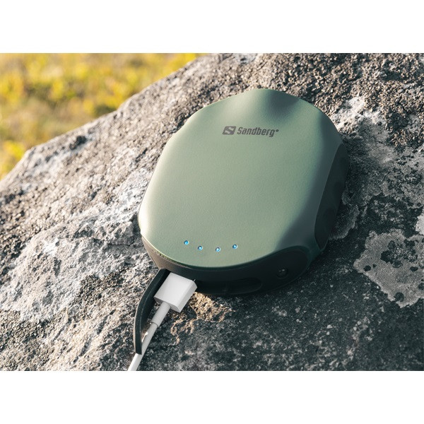 Sandberg akkubank - survivor powerbank 10000 (csatlakozók: microusb+usb-a, ipx6 vízálló, lámpa+iránytű, zöld)