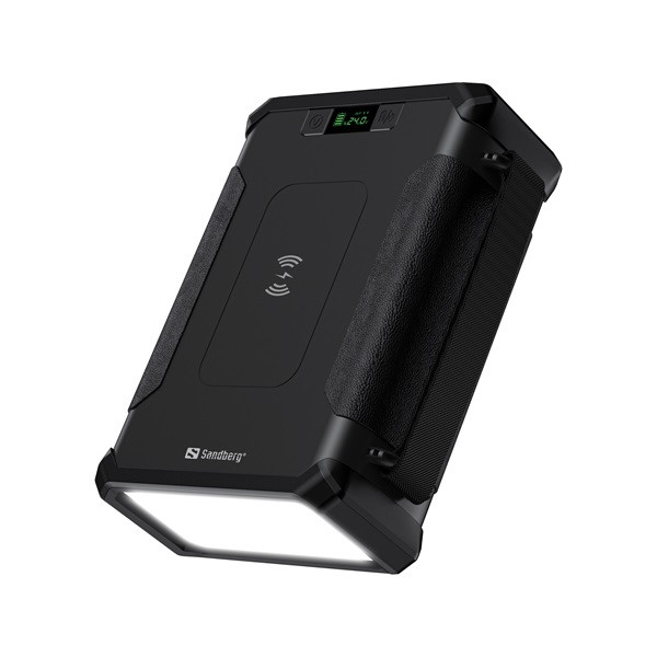 Sandberg akkubank - survivor powerbank 8in1 96000 (ipx4,bemenet: dc, kimenet: dc+2xusb-a qc+1xusb-c+2x szivargyujtó, qi)