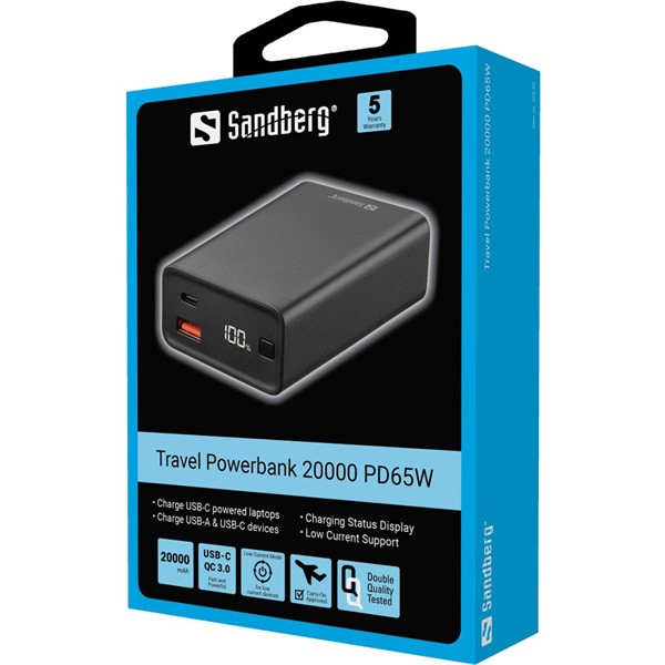 Sandberg akkubank - travel powerbank 20000 pd65w