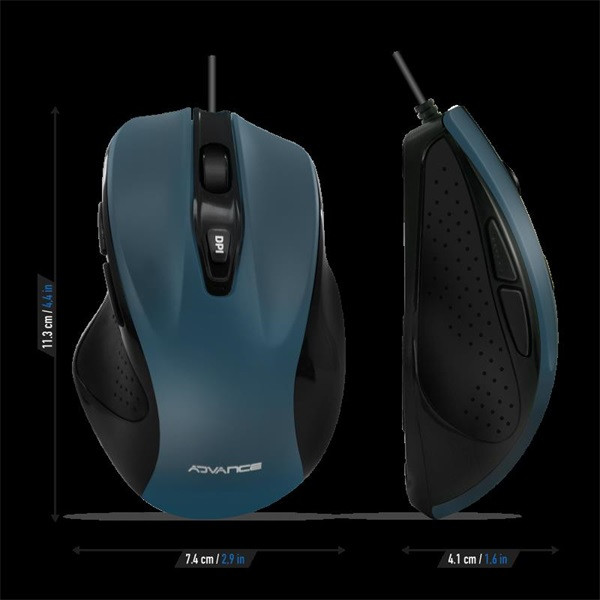 Advance egér - shape 6d (3200 dpi, 6 gomb, ergonomikus, kék)