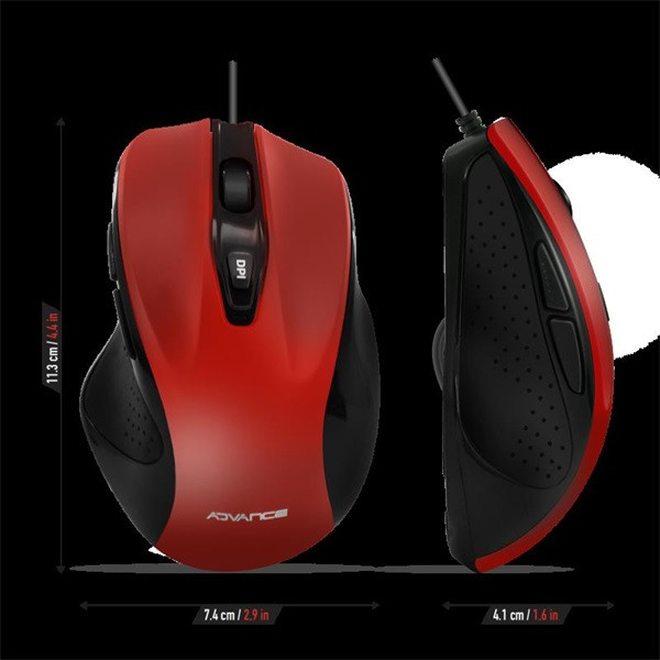 Advance egér - shape 6d (3200 dpi, 6 gomb, ergonomikus, piros)