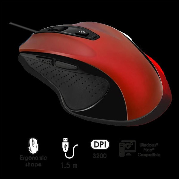 Advance egér - shape 6d (3200 dpi, 6 gomb, ergonomikus, piros)