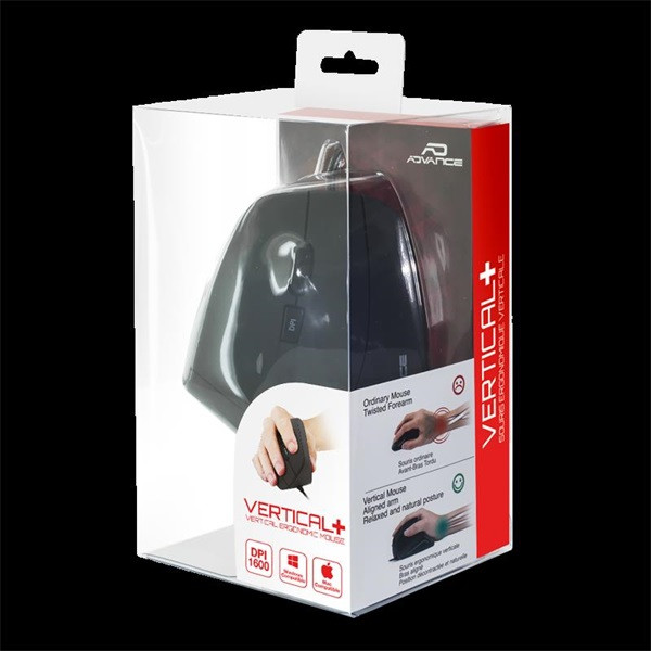 Advance egér - vertical plus mouse (1600 dpi, 6 gomb, ergonomikus, fekete)
