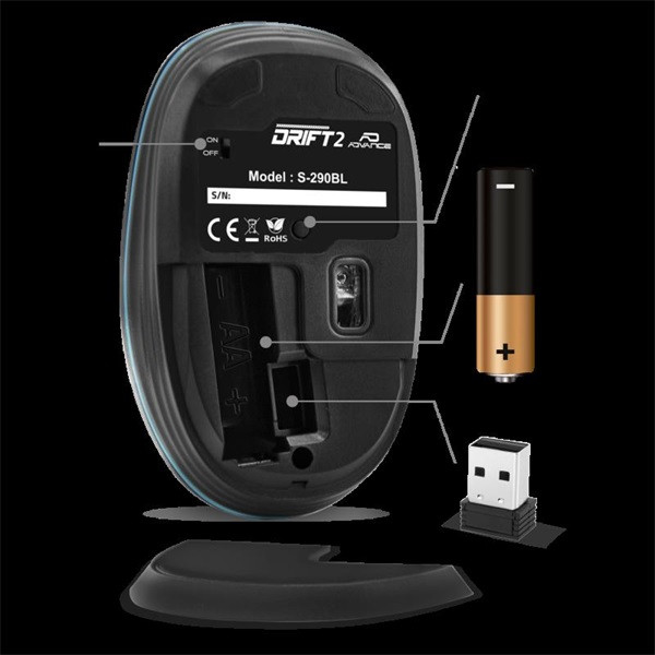 Advance egér vezeték nélküli - drift 2 (1600 dpi, 3 gomb, kék)