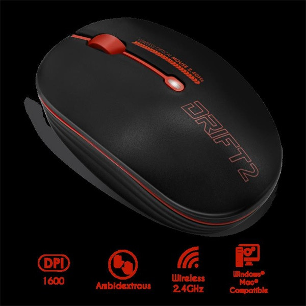 Advance egér vezeték nélküli - drift 2 (1600 dpi, 3 gomb, piros)