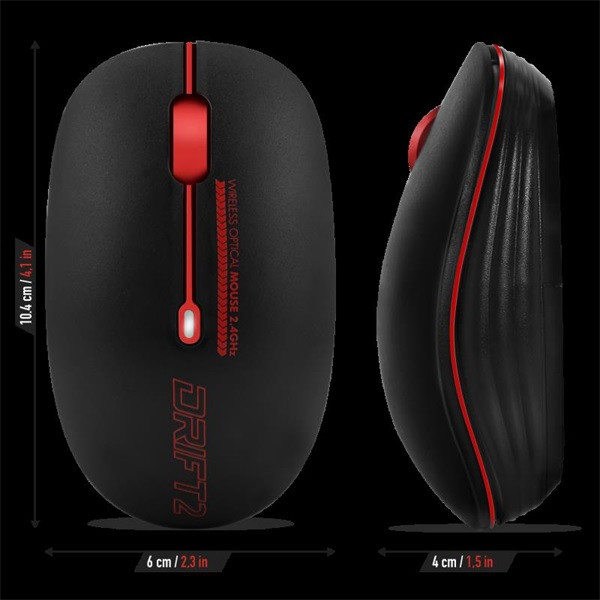 Advance egér vezeték nélküli - drift 2 (1600 dpi, 3 gomb, piros)