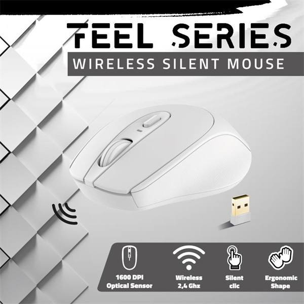 Advance egér vezeték nélküli - feel wireless (1600 dpi, 4 gomb, fehér)