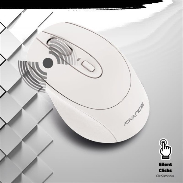 Advance egér vezeték nélküli - feel wireless (1600 dpi, 4 gomb, fehér)