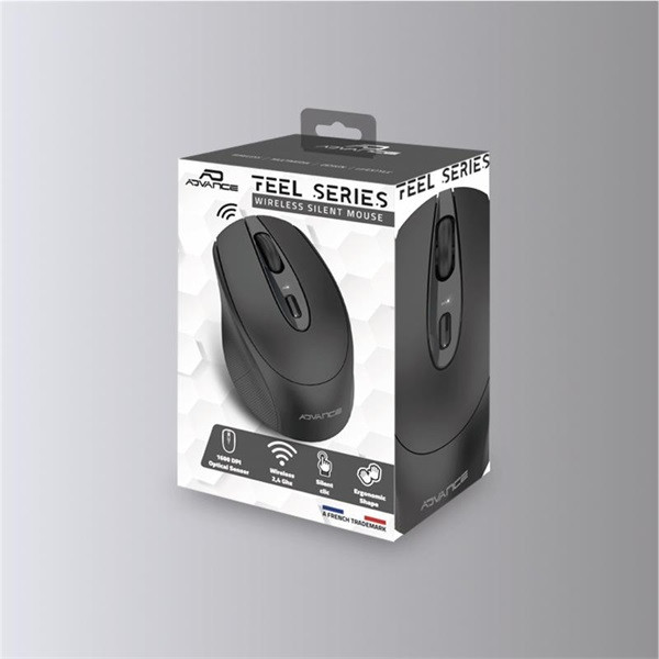 Advance egér vezeték nélküli - feel wireless (1600 dpi, 4 gomb, fekete)