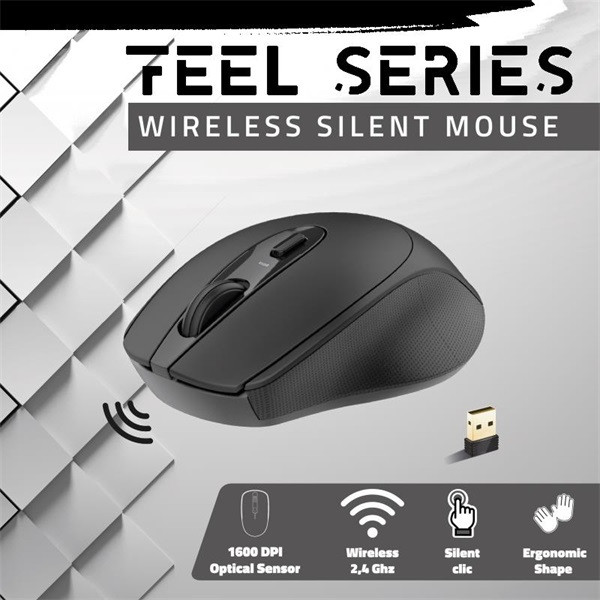 Advance egér vezeték nélküli - feel wireless (1600 dpi, 4 gomb, fekete)