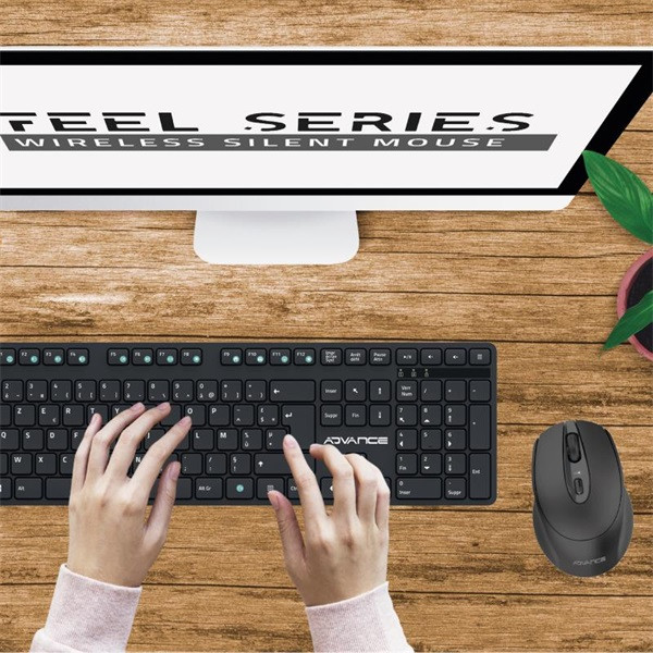 Advance egér vezeték nélküli - feel wireless (1600 dpi, 4 gomb, fekete)
