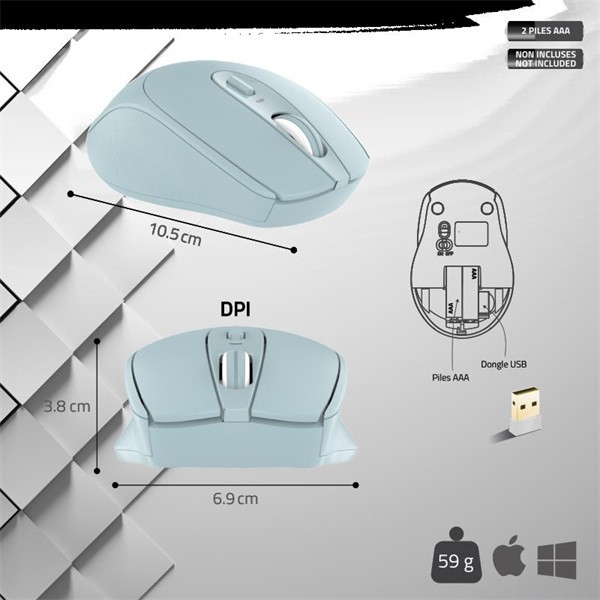 Advance egér vezeték nélküli - feel wireless (1600 dpi, 4 gomb, kék)