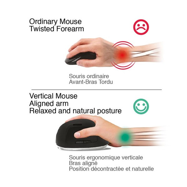 Advance egér vezeték nélküli - vertical plus mouse (2400 dpi, 6 gomb, ergonomikus, fekete)