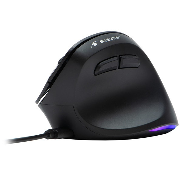 Bluestork vezeték nélküli egér - m-wl-ergo-lumi (ergonomic, rechargeable, 2400 dpi, 6 gomb, optikai, fekete)