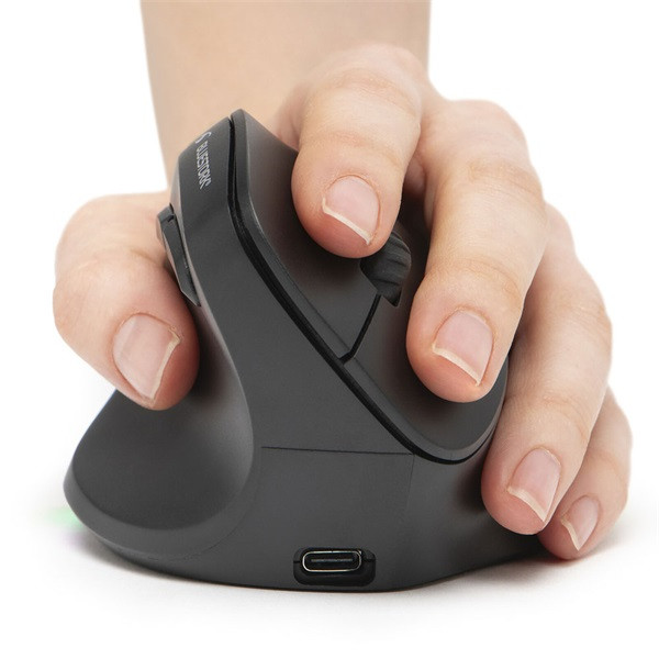 Bluestork vezeték nélküli egér - m-wl-ergo-lumi-l (ergonomic, rechargeable, balkezes, 2400 dpi, 6 gomb, optikai, fekete)