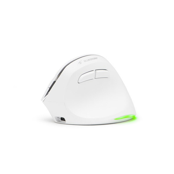 Bluestork vezeték nélküli egér - m-wl-ergo-lumi-w (ergonomic, rechargeable, 2400 dpi, 6 gomb, optikai, fehér)