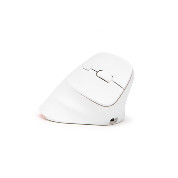Bluestork vezeték nélküli egér - m-wl-ergo-lumi-w (ergonomic, rechargeable, 2400 dpi, 6 gomb, optikai, fehér)
