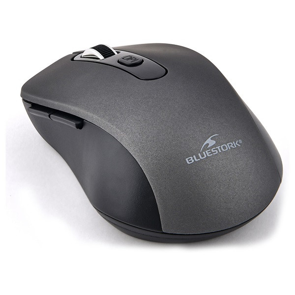 Bluestork vezeték nélküli egér - m-wl-off70-grey (rechargeable, 1600 dpi, 6 gomb, optikai, szürke)