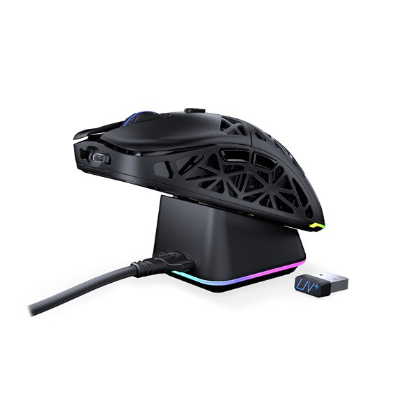 Endorfy wireless egér - liv plus (honeycomb, 26 000 dpi, argb, pixart chip, optikai, fekete) + dokkoló