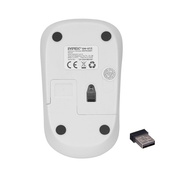 Everest egér - sm-833 white (1200 dpi, 3gomb, optikai, fehér)