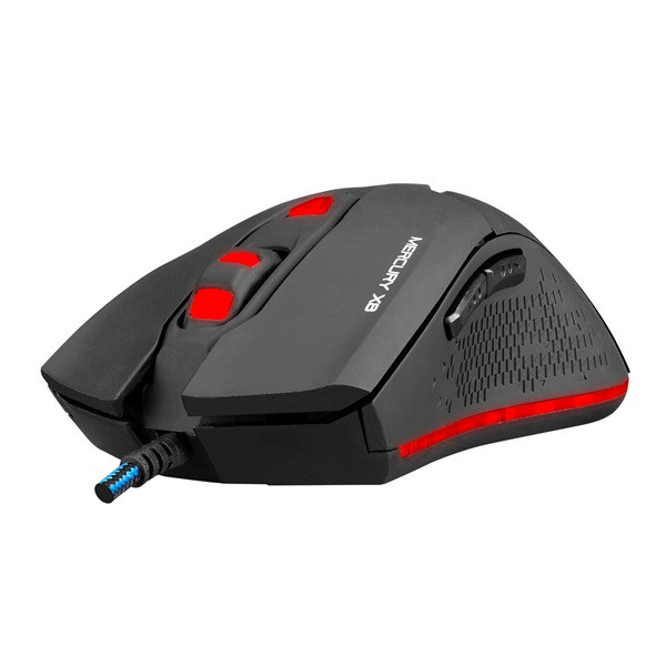 Everest gamer egér - mercury x8  (3200 dpi, 6gomb, 1,8m harisnyázott kábel, optikai, fekete, rgb led)