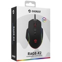 Everest gamer egér - rage-x2  (6400 dpi, 7gomb, 1,5m harisnyázott kábel, optikai, fekete, rgb led)