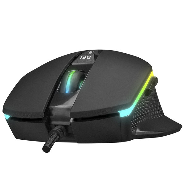Everest gamer egér - rage-x2  (6400 dpi, 7gomb, 1,5m harisnyázott kábel, optikai, fekete, rgb led)