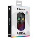 Everest gamer egér - sm-g66 x-hole  (8000 dpi, 7gomb, 1,5m harisnyázott kábel,optikai, fekete, rgb led)