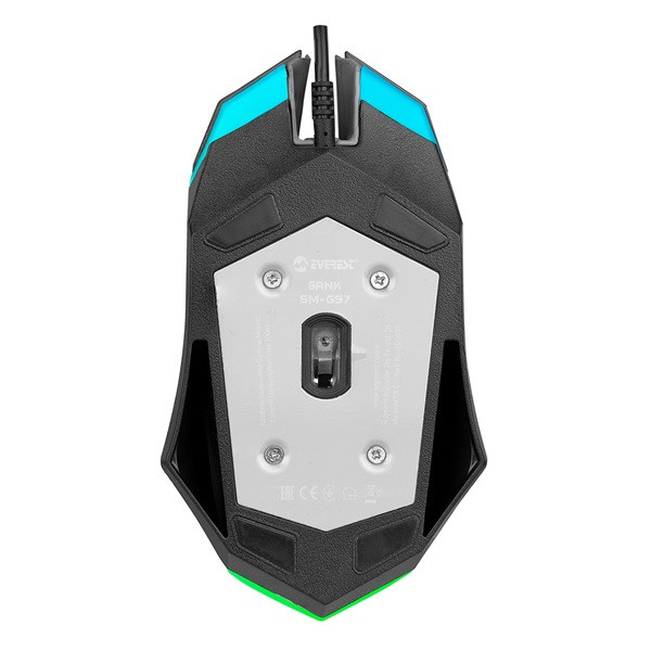 Everest gamer egér - sm-g97 gank  (1400 dpi, 4gomb, 1,5m harisnyázott kábel,optikai, fekete, rgb led)