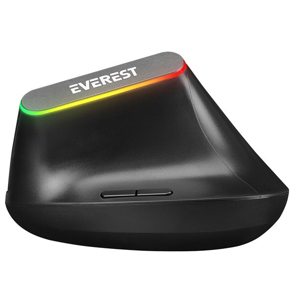 Everest vezeték nélküli egér - smw-618  ergonomic vertical (1600 dpi, 6 gomb, optikai, fekete, rgb led)