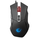 Rampage egér gamer - dlm-355 (2400dpi, 8 gomb, makro, rgb led, 150cm harisnyázott kábel, fekete)