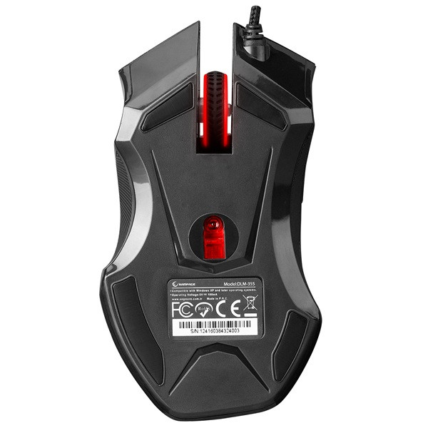 Rampage egér gamer - dlm-355 (2400dpi, 8 gomb, makro, rgb led, 150cm harisnyázott kábel, fekete)