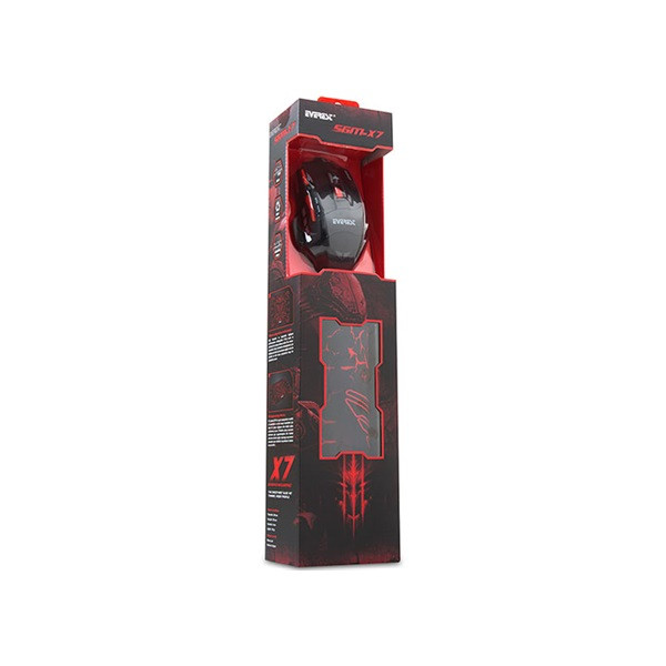 Rampage egér gamer és egér pad - sgm-x7 (1600dpi, 6 gomb, harisnyázott kábel, fekete)
