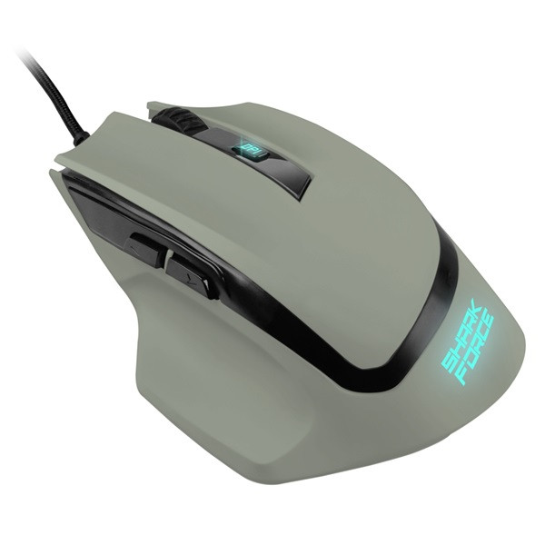 Sharkoon egér gamer - shark force ii grey (optikai; 4200dpi; pixart pmw3519 chip; harisnyázott kábel; szürke)