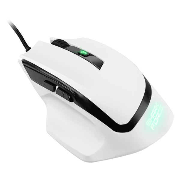 Sharkoon egér gamer - shark force ii white (optikai; 4200dpi; pixart pmw3519 chip; harisnyázott kábel; fehér)