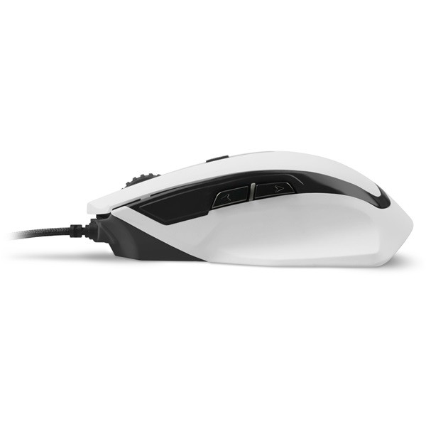Sharkoon egér gamer - shark force ii white (optikai; 4200dpi; pixart pmw3519 chip; harisnyázott kábel; fehér)