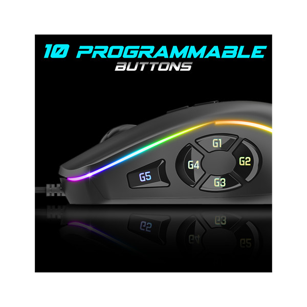 Spirit of gamer egér - elite-m30 (optikai, 12800dpi, 10 gomb programozható, rgb, harisnyázott kábel, fekete)