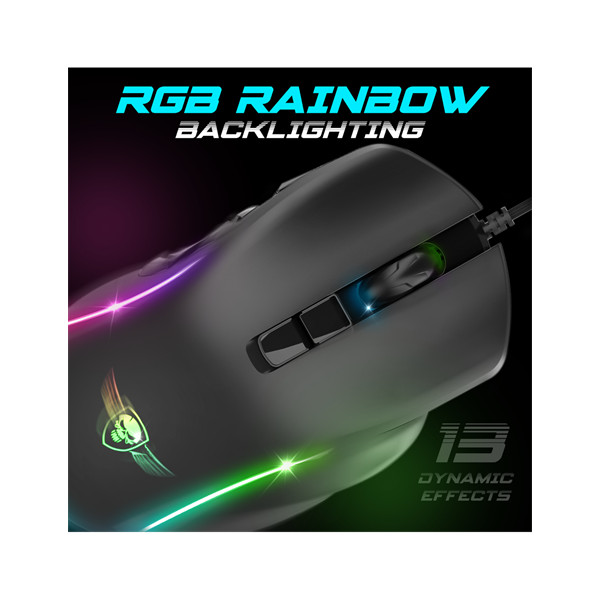 Spirit of gamer egér - elite-m30 (optikai, 12800dpi, 10 gomb programozható, rgb, harisnyázott kábel, fekete)