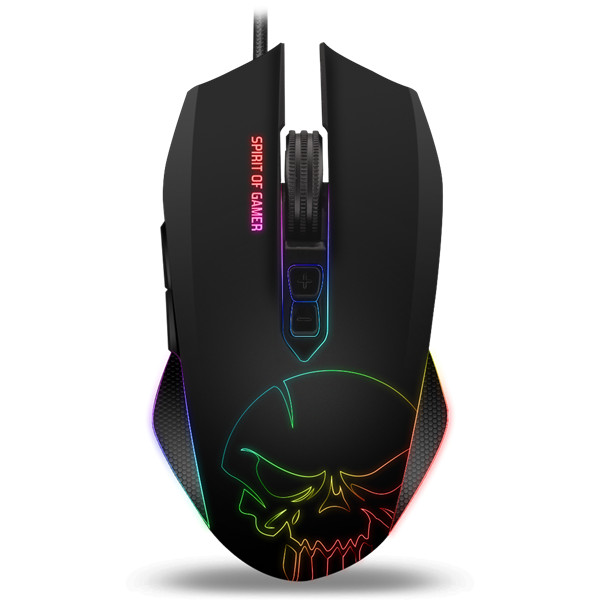 Spirit of gamer egér - elite-m40 (optikai, 4000dpi, 7 gomb, programozható rgb, harisnyázott kábel, fekete)