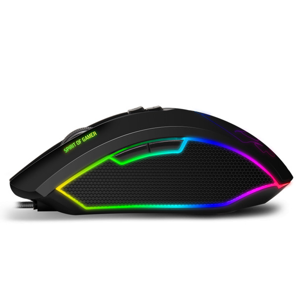 Spirit of gamer egér - elite-m40 (optikai, 4000dpi, 7 gomb, programozható rgb, harisnyázott kábel, fekete)
